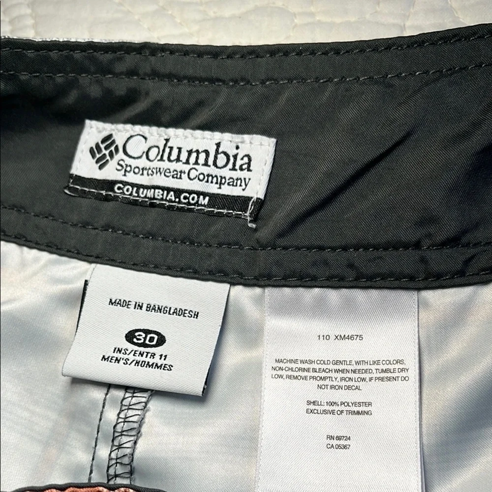 Columbia Board Shorts Mens 30 Plaid‎ Orange Gray Swimsuit Sportswear Preppy